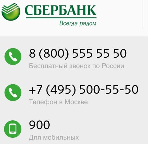 Telepon Sberbank untuk pelanggan