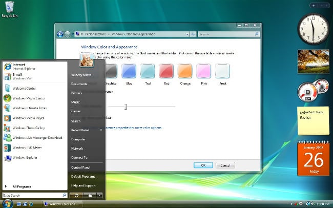 Windows Vista dengan Aero On