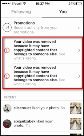 Pemblokiran hak cipta Instagram