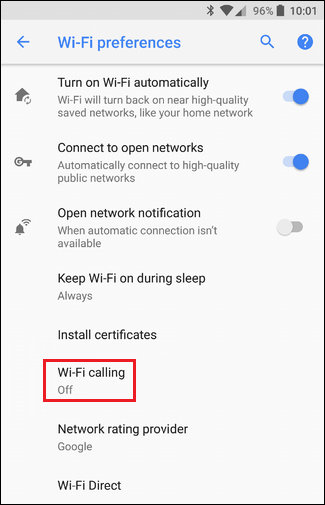 Wi-Fi memanggil pematian Kehormatan