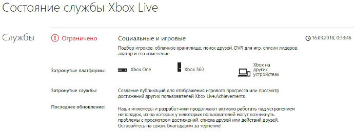 Status Layanan Microsoft Xbox Live