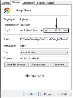 Abaikan kesalahan dengan sertifikat di browser