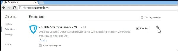 Hapus ekstensi VPN browser Anda
